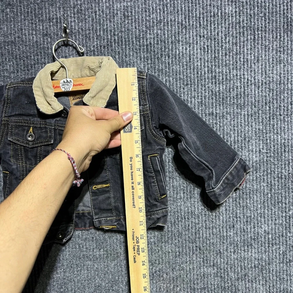 Levi Strauss Denim Jacket Boys 18M Black Corduroy Collar Trucker Signature